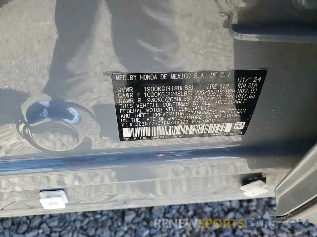 13 fotografías del automóvil dañado 3CZRZ2H57RM764327 HONDA HR-V 2024
