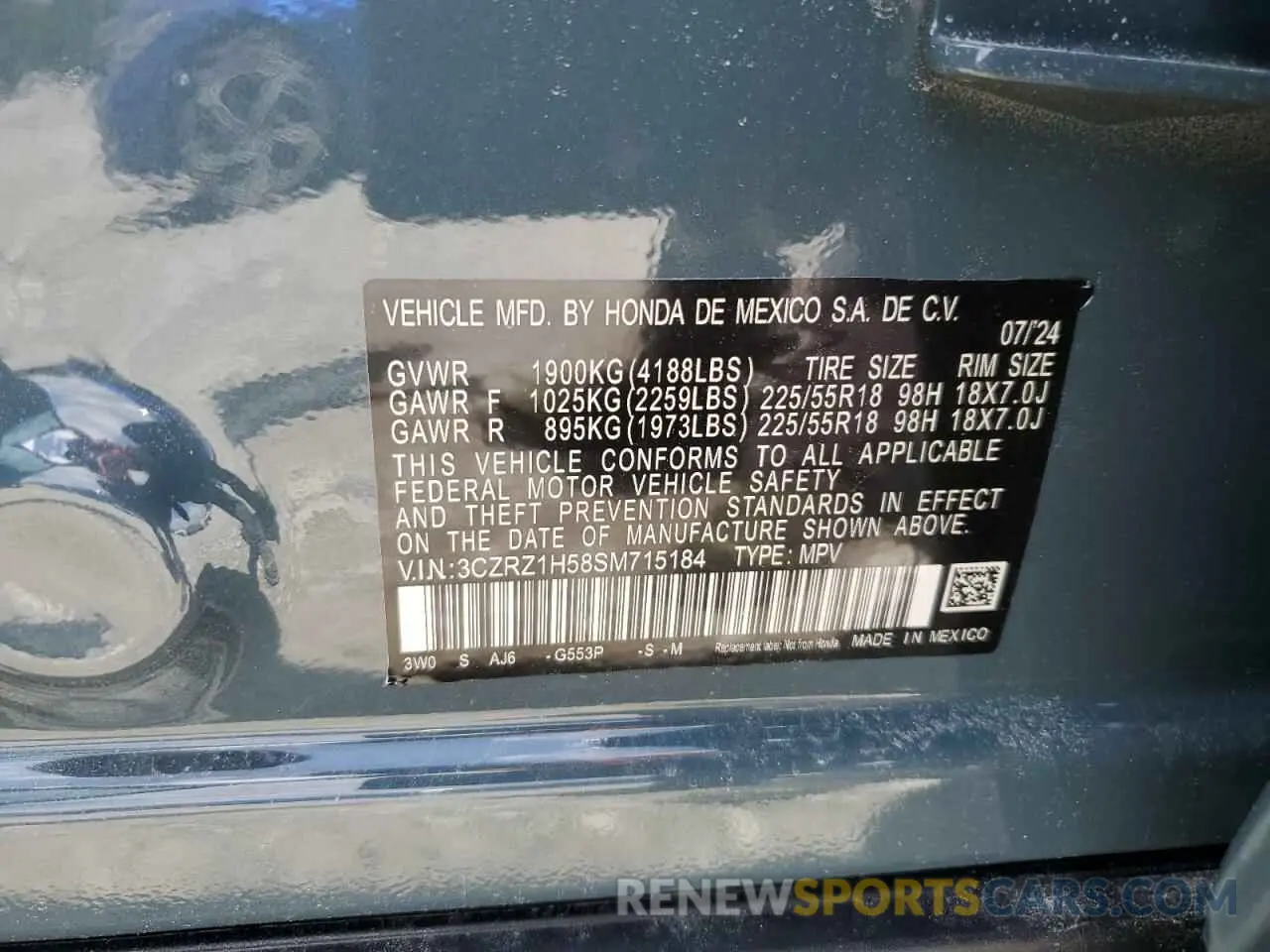 13 fotografías del automóvil dañado 3CZRZ1H58SM715184 HONDA HR-V 2025