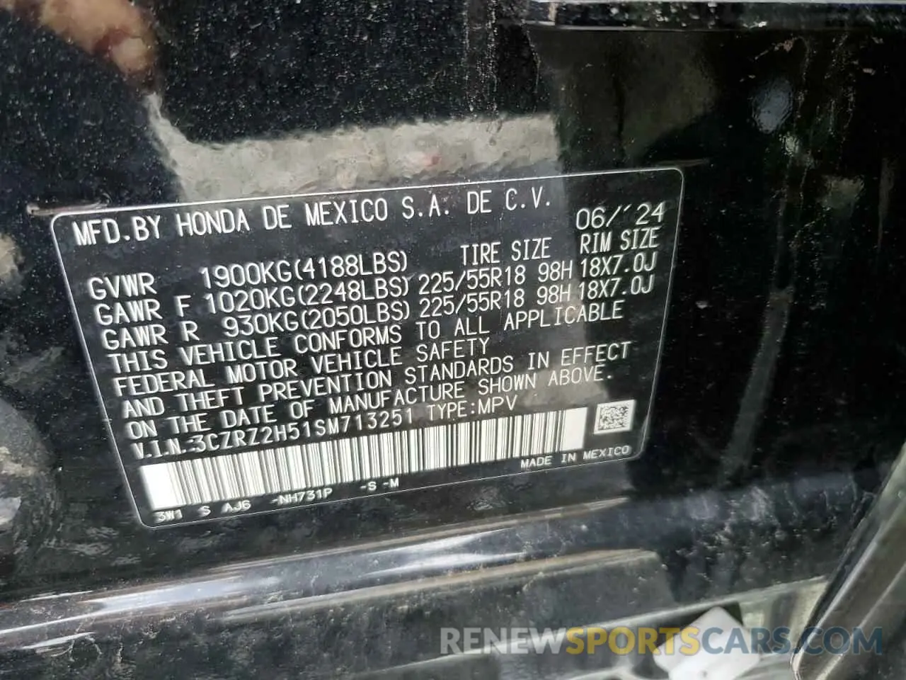 27 fotografías del automóvil dañado 3CZRZ2H51SM713251 HONDA HR-V 2025