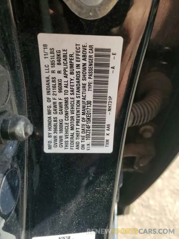 15 fotografías del automóvil dañado 19XZE4F15KE017130 HONDA INSIGHT 2019