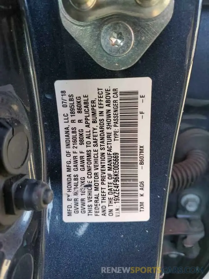 13 fotografías del automóvil dañado 19XZE4F96KE005669 HONDA INSIGHT 2019