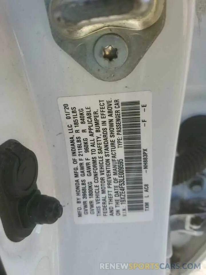 12 fotografías del automóvil dañado 19XZE4F53LE009595 HONDA INSIGHT 2020