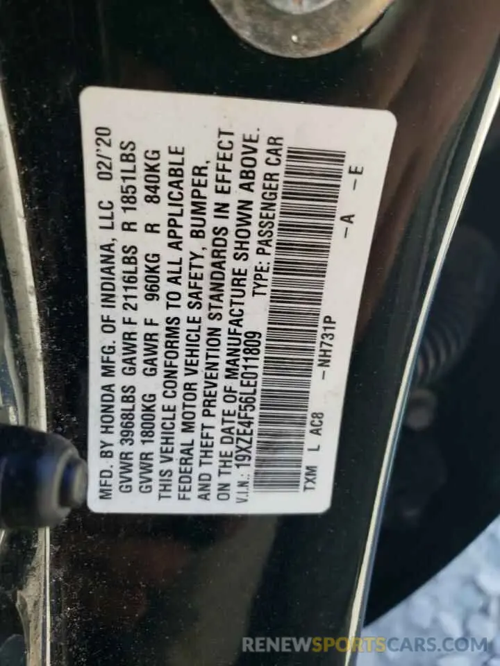 14 fotografías del automóvil dañado 19XZE4F56LE011809 HONDA INSIGHT 2020