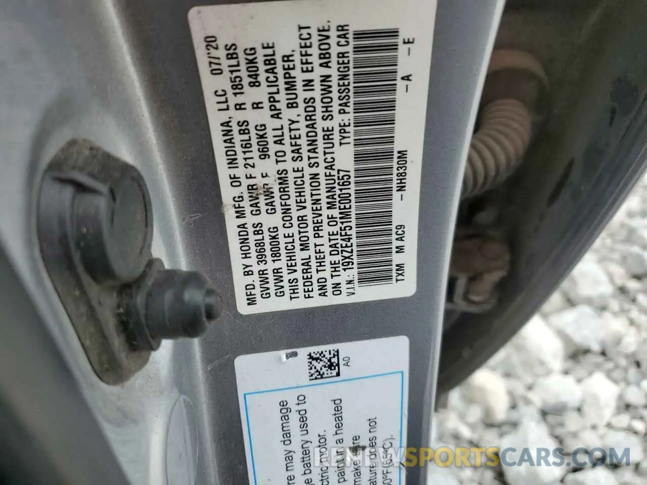 12 fotografías del automóvil dañado 19XZE4F51ME001657 HONDA INSIGHT 2021