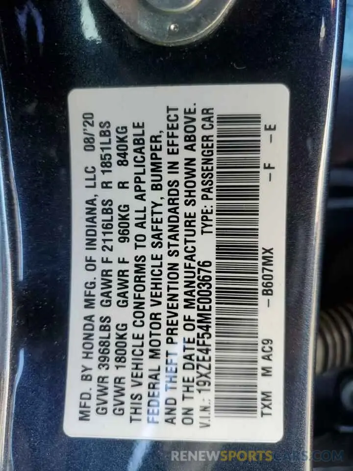 13 fotografías del automóvil dañado 19XZE4F54ME003676 HONDA INSIGHT 2021