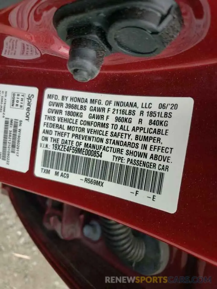 13 fotografías del automóvil dañado 19XZE4F59ME000854 HONDA INSIGHT 2021