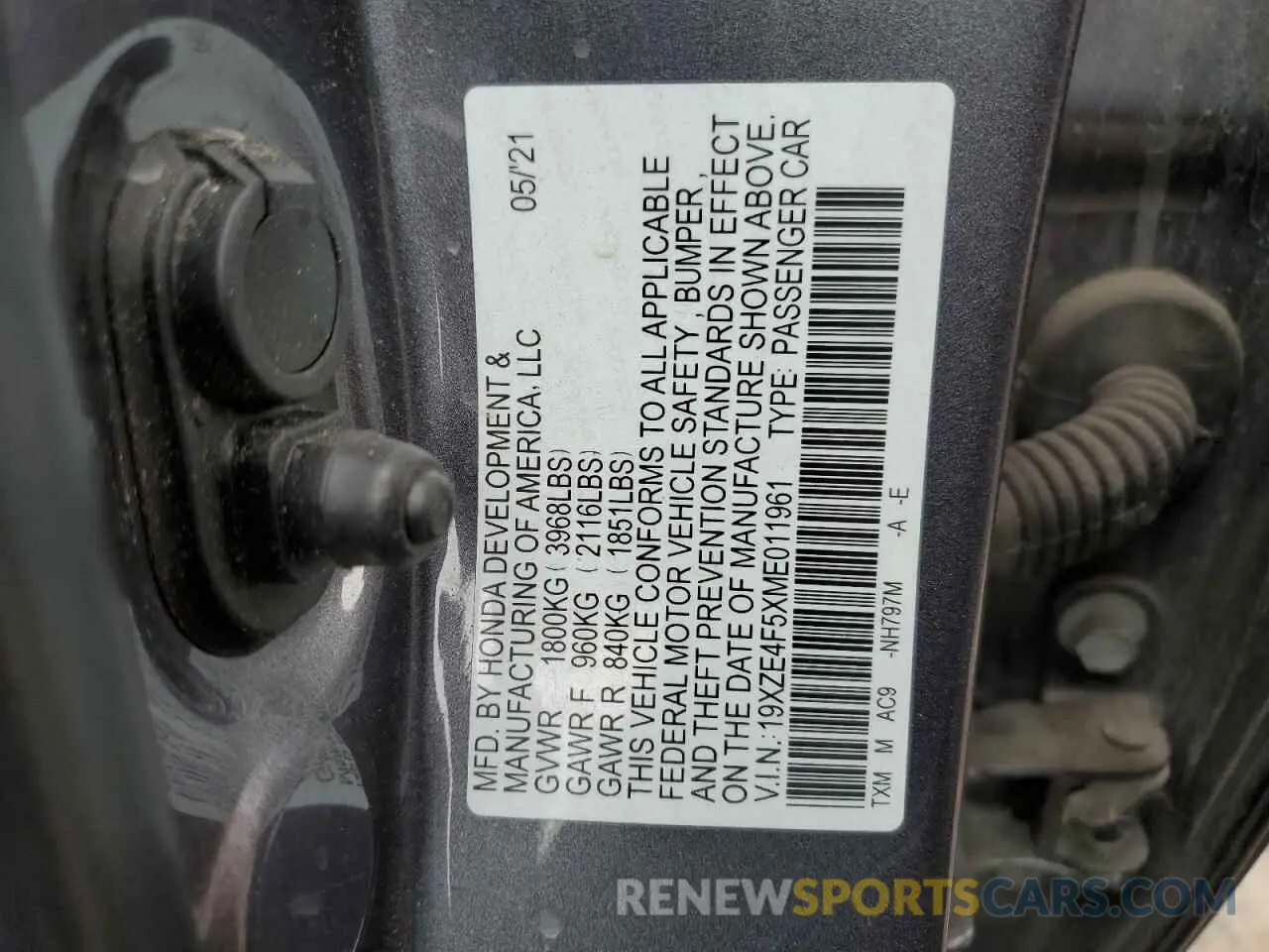 12 fotografías del automóvil dañado 19XZE4F5XME011961 HONDA INSIGHT 2021