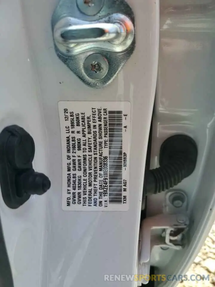 13 fotografías del automóvil dañado 19XZE4F91ME008336 HONDA INSIGHT 2021