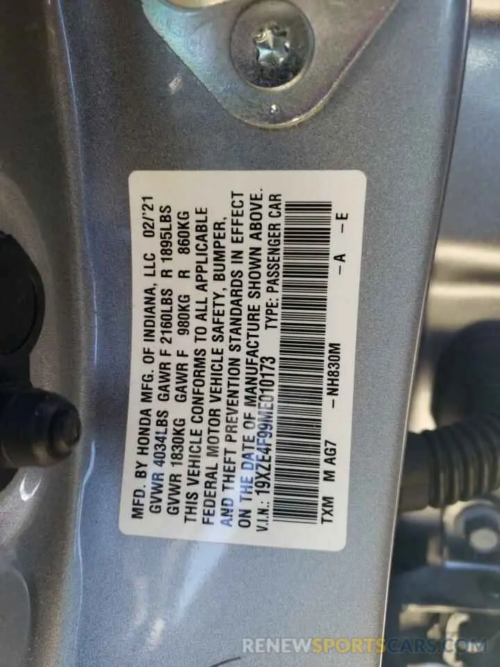 14 fotografías del automóvil dañado 19XZE4F99ME010173 HONDA INSIGHT 2021