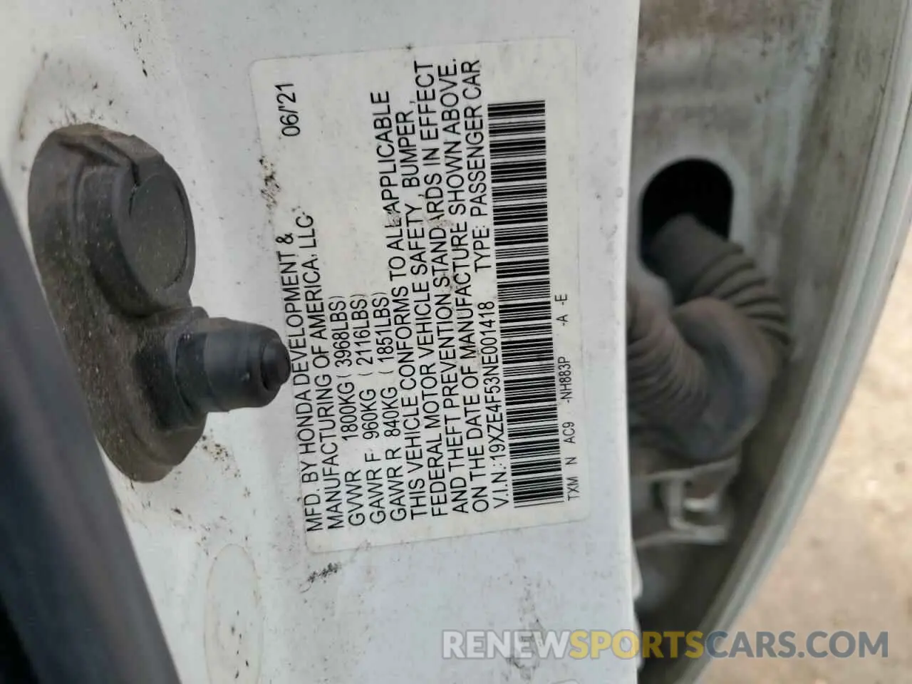 12 fotografías del automóvil dañado 19XZE4F53NE001418 HONDA INSIGHT 2022