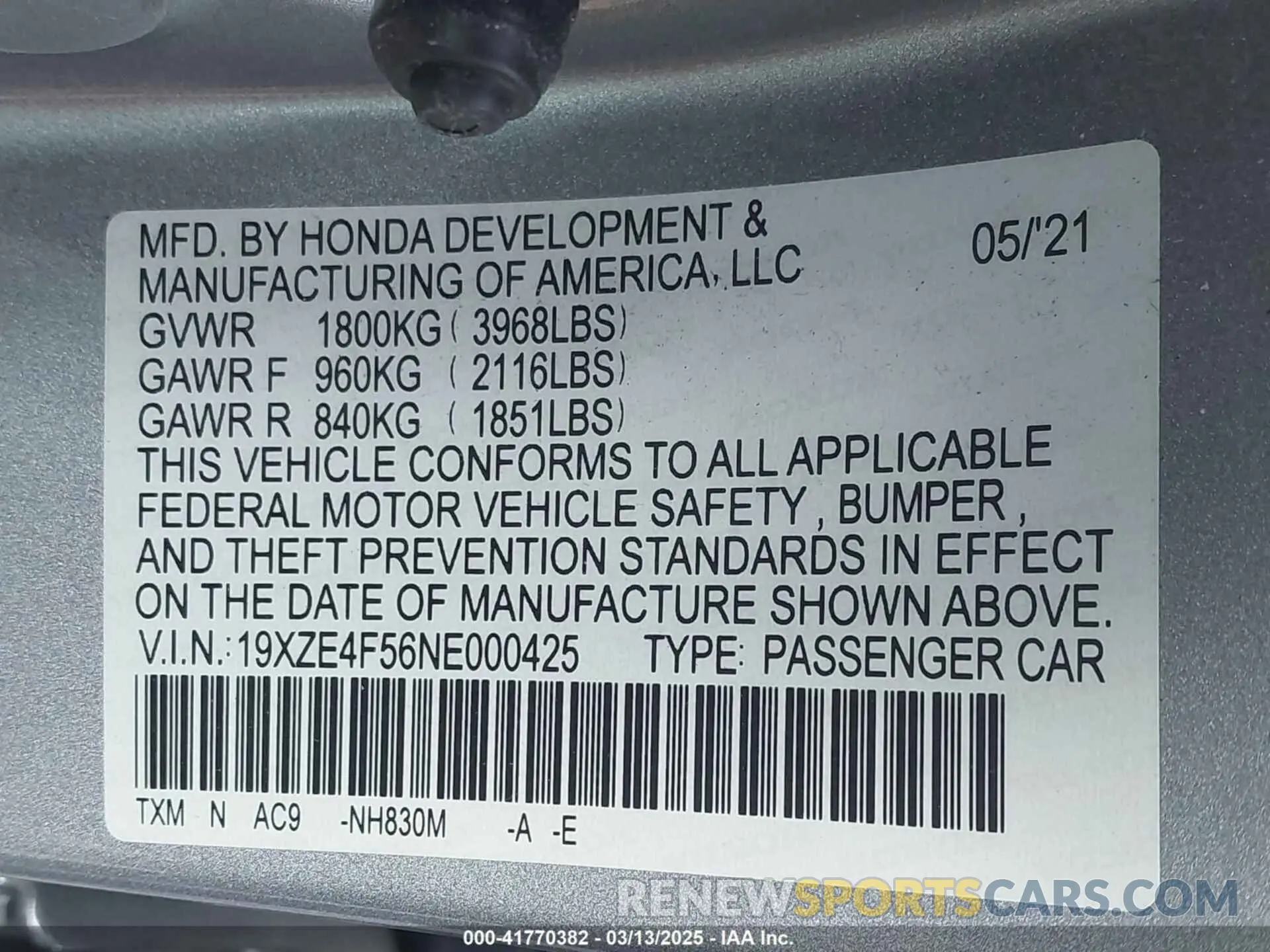 9 fotografías del automóvil dañado 19XZE4F56NE000425 HONDA INSIGHT 2022