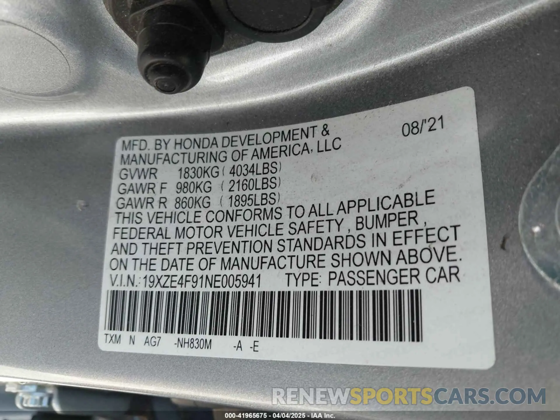9 fotografías del automóvil dañado 19XZE4F91NE005941 HONDA INSIGHT 2022