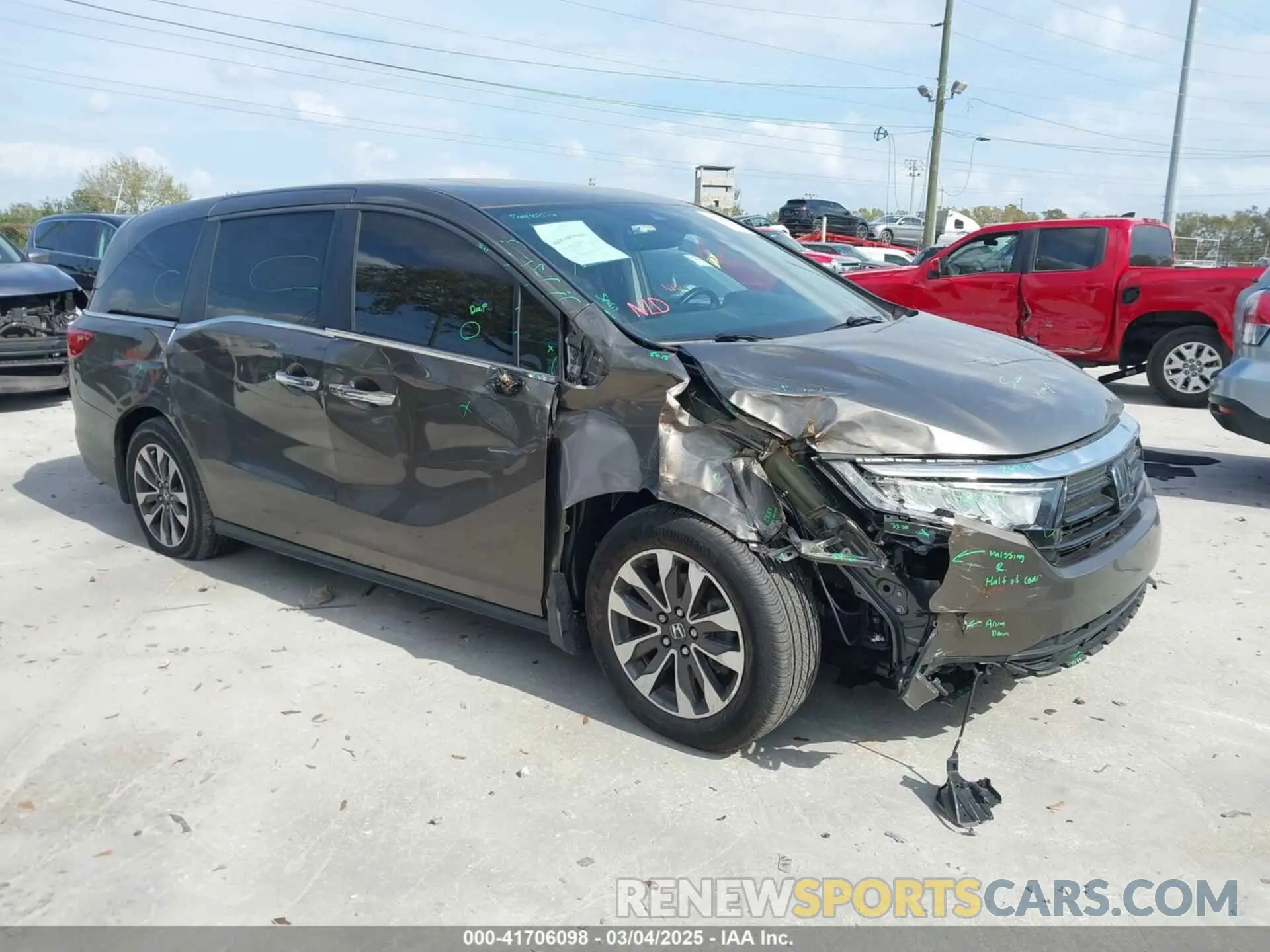 1 fotografías del automóvil dañado 5FNRL6H77NB031502 HONDA ODYSSEY 2022