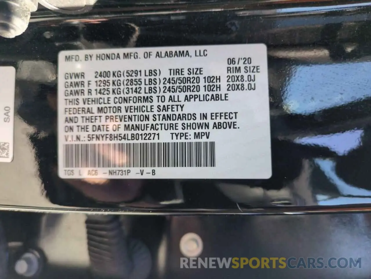13 fotografías del automóvil dañado 5FNYF8H54LB012271 HONDA PASSPORT 2020