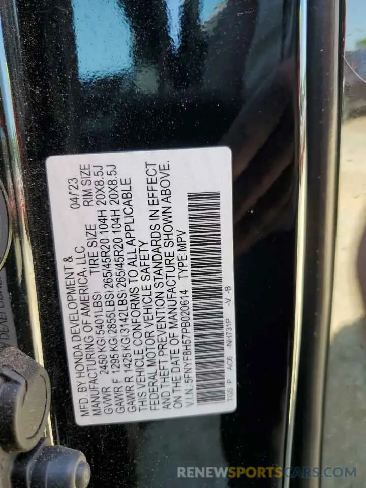 12 fotografías del automóvil dañado 5FNYF8H57PB020614 HONDA PASSPORT 2023