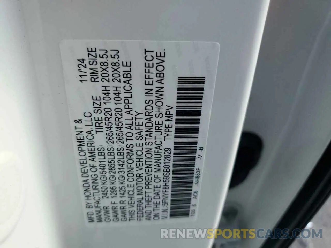 14 fotografías del automóvil dañado 5FNYF8H59SB012829 HONDA PASSPORT 2025