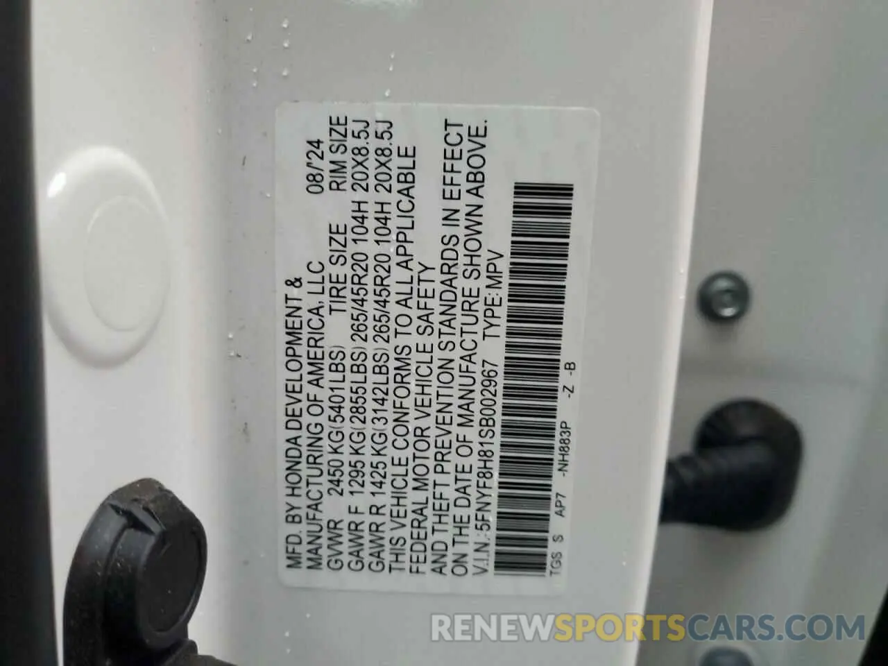 13 fotografías del automóvil dañado 5FNYF8H81SB002967 HONDA PASSPORT B 2025