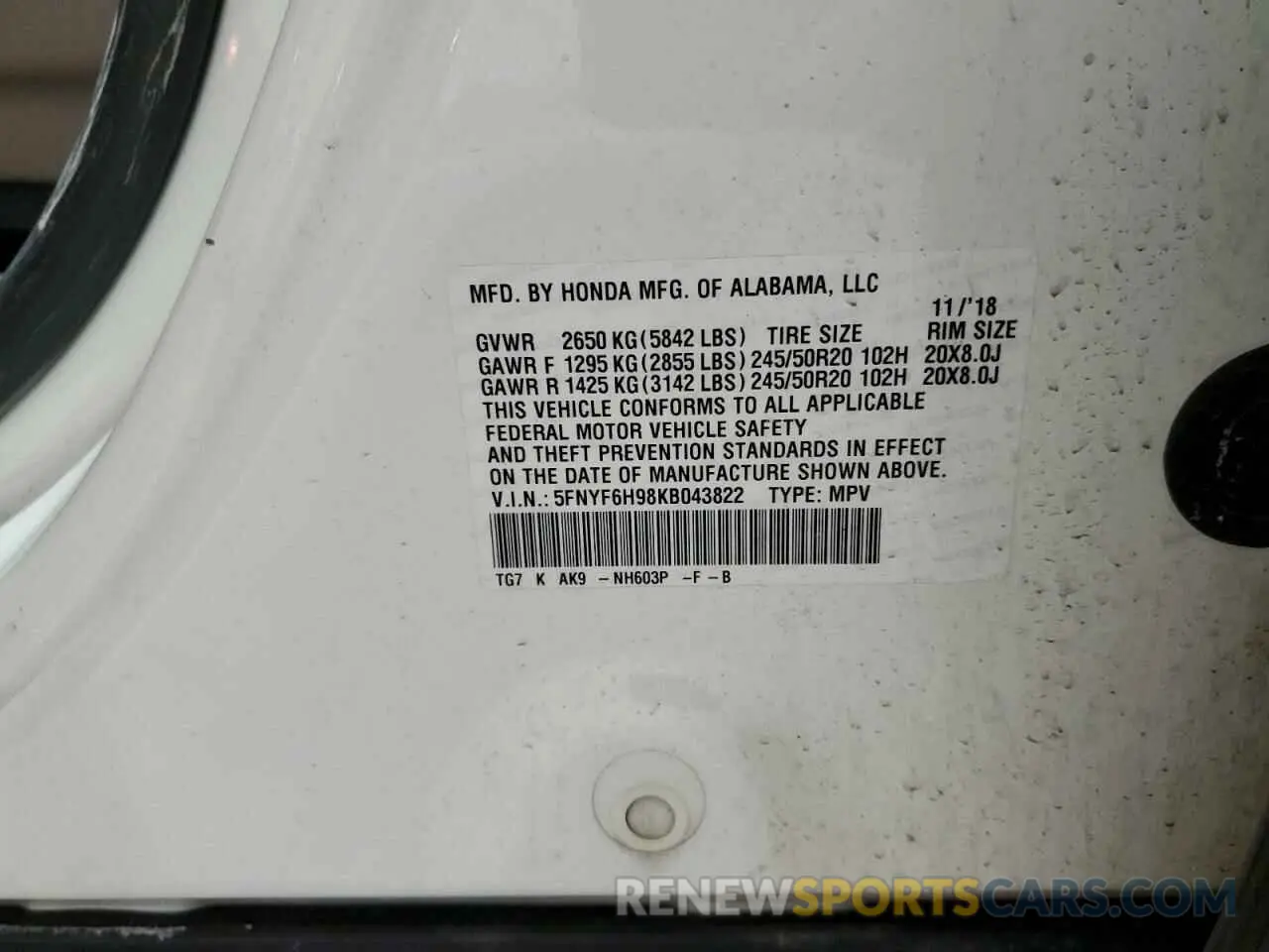 13 fotografías del automóvil dañado 5FNYF6H98KB043822 HONDA PILOT 2019
