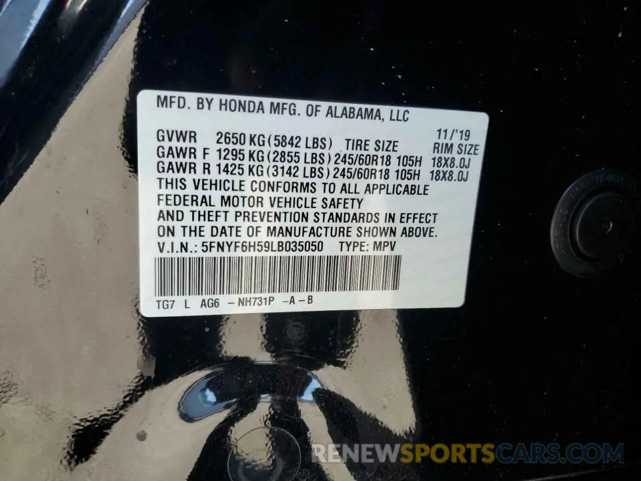 14 fotografías del automóvil dañado 5FNYF6H59LB035050 HONDA PILOT 2020