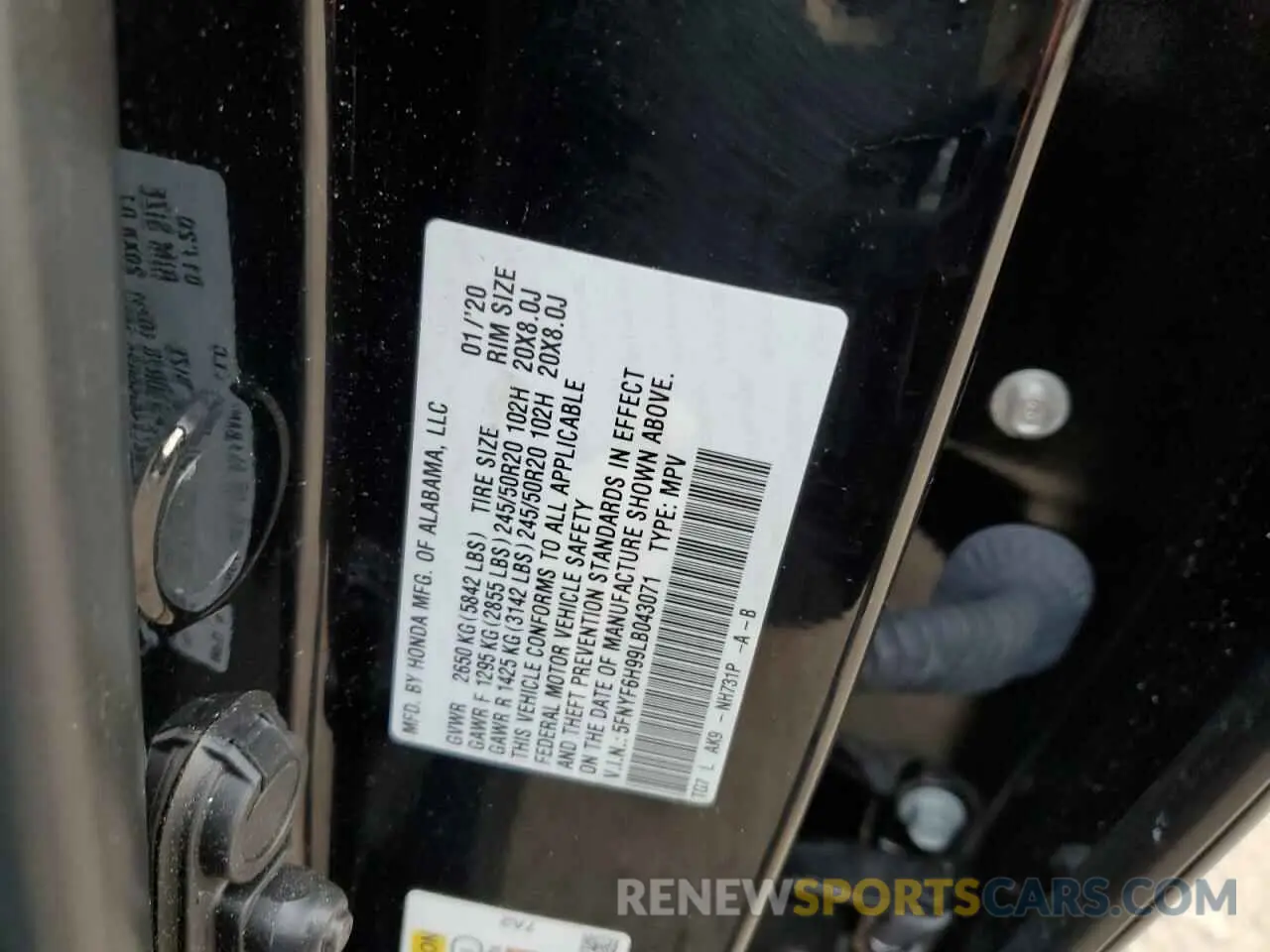 13 fotografías del automóvil dañado 5FNYF6H99LB043071 HONDA PILOT 2020