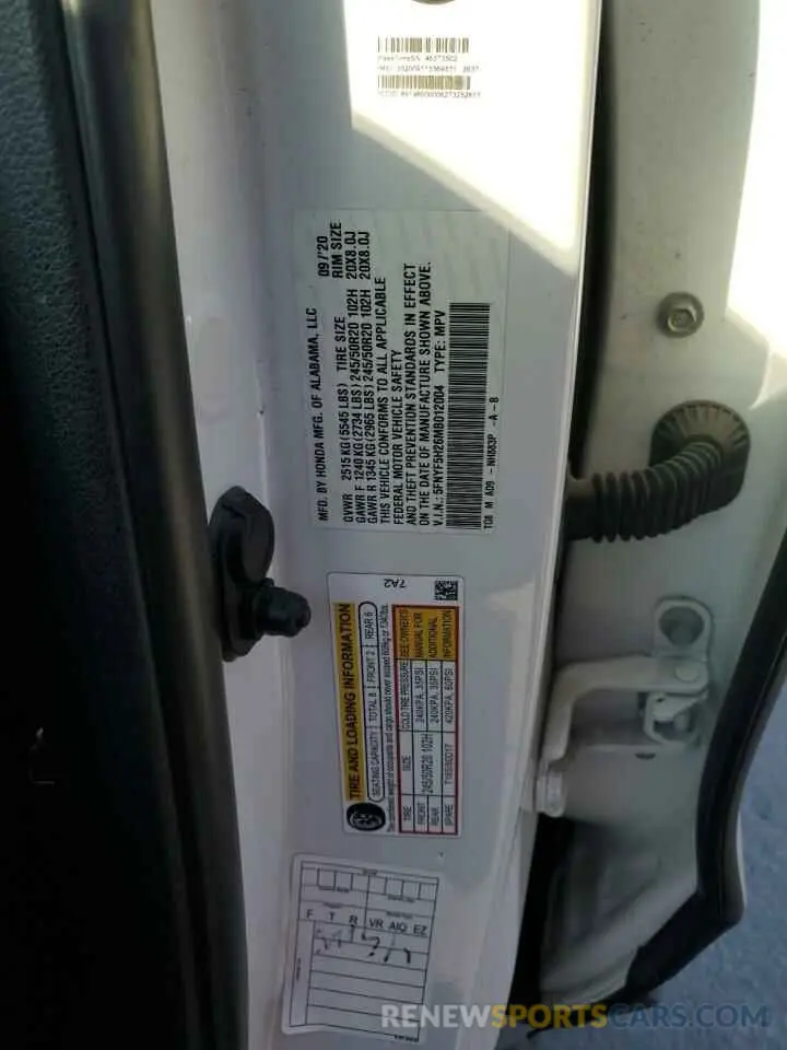 13 fotografías del automóvil dañado 5FNYF5H26MB012004 HONDA PILOT 2021