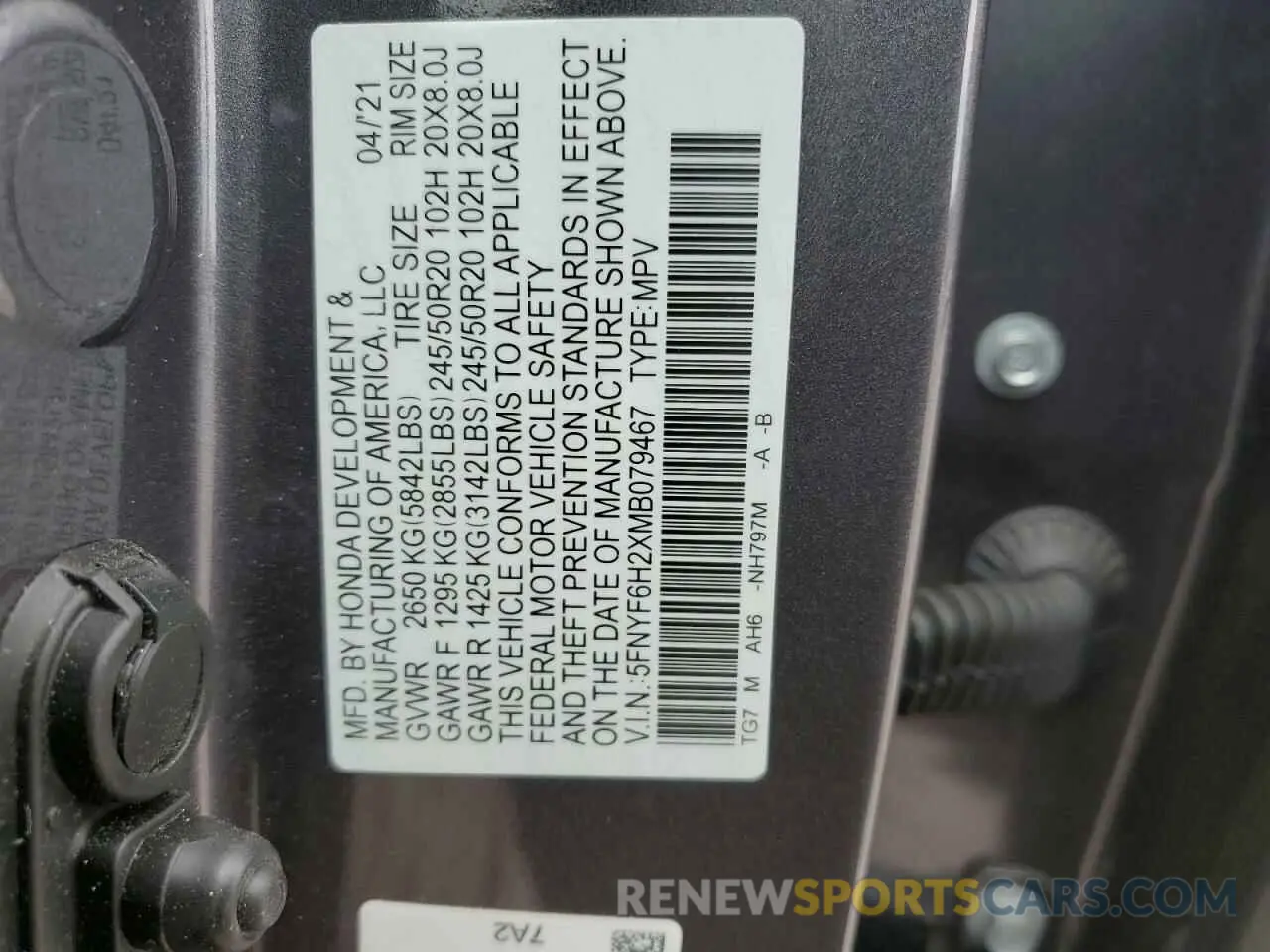 13 fotografías del automóvil dañado 5FNYF6H2XMB079467 HONDA PILOT 2021