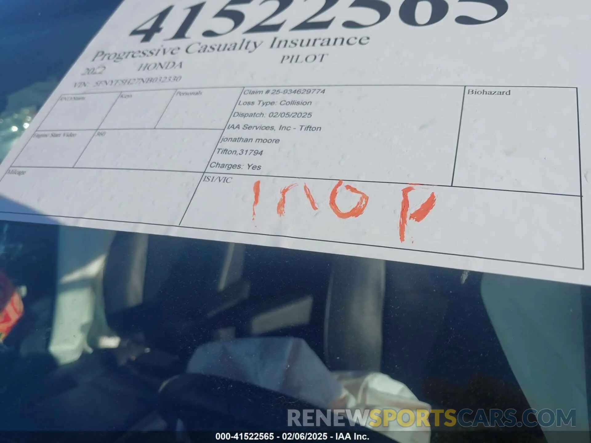 14 fotografías del automóvil dañado 5FNYF5H27NB032330 HONDA PILOT 2022