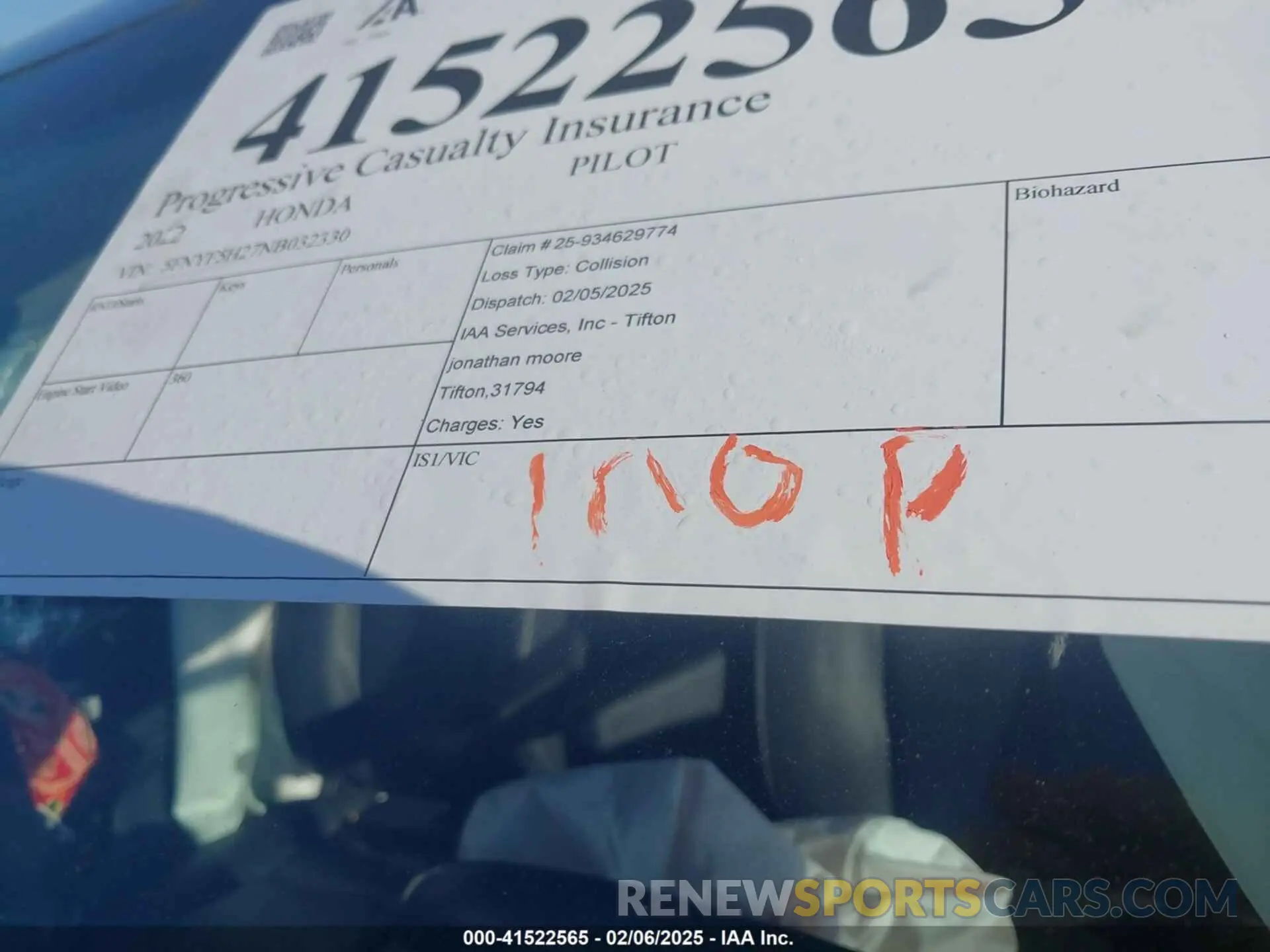 7 fotografías del automóvil dañado 5FNYF5H27NB032330 HONDA PILOT 2022