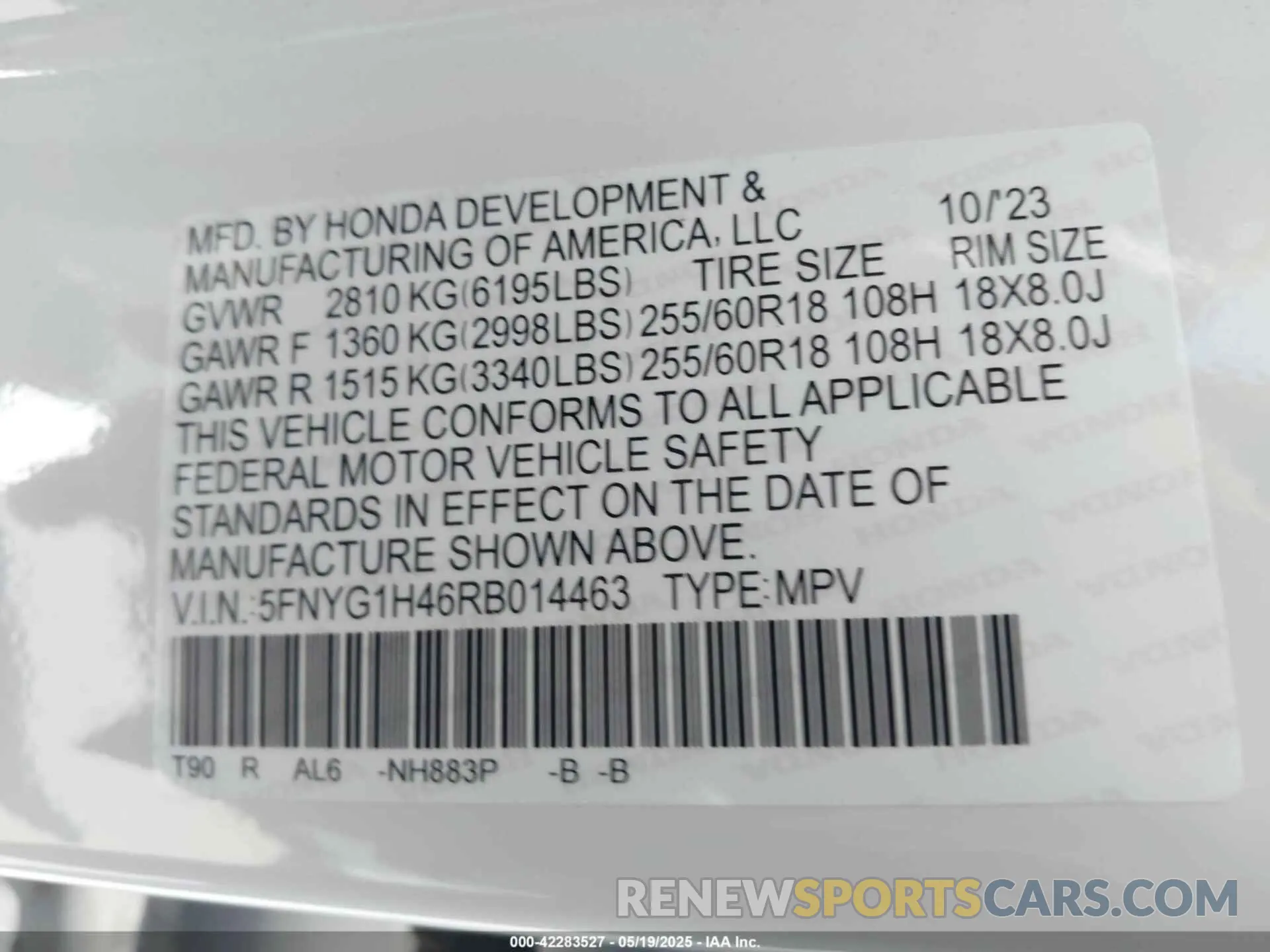 9 fotografías del automóvil dañado 5FNYG1H46RB014463 HONDA PILOT 2024