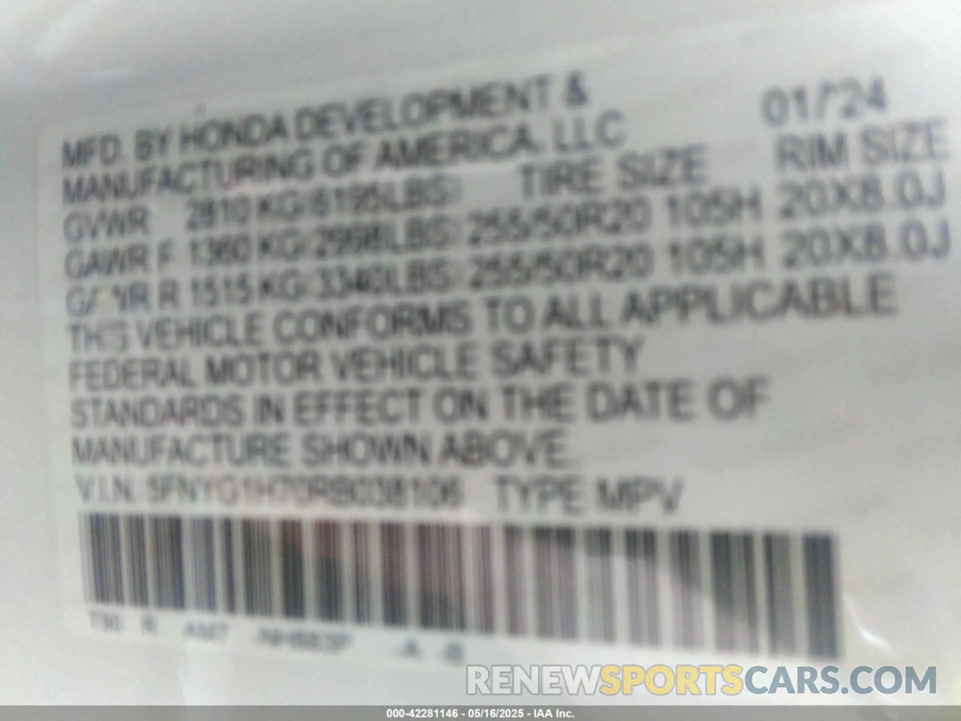 9 fotografías del automóvil dañado 5FNYG1H70RB038106 HONDA PILOT 2024