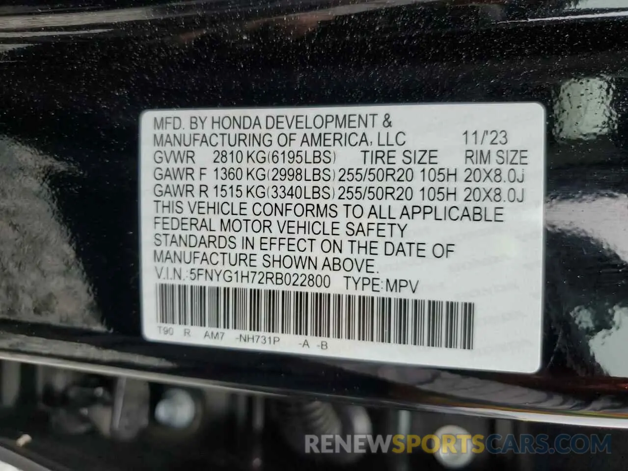 14 fotografías del automóvil dañado 5FNYG1H72RB022800 HONDA PILOT 2024