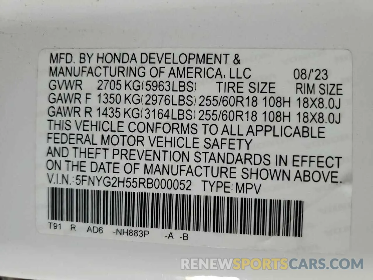13 fotografías del automóvil dañado 5FNYG2H55RB000052 HONDA PILOT 2024