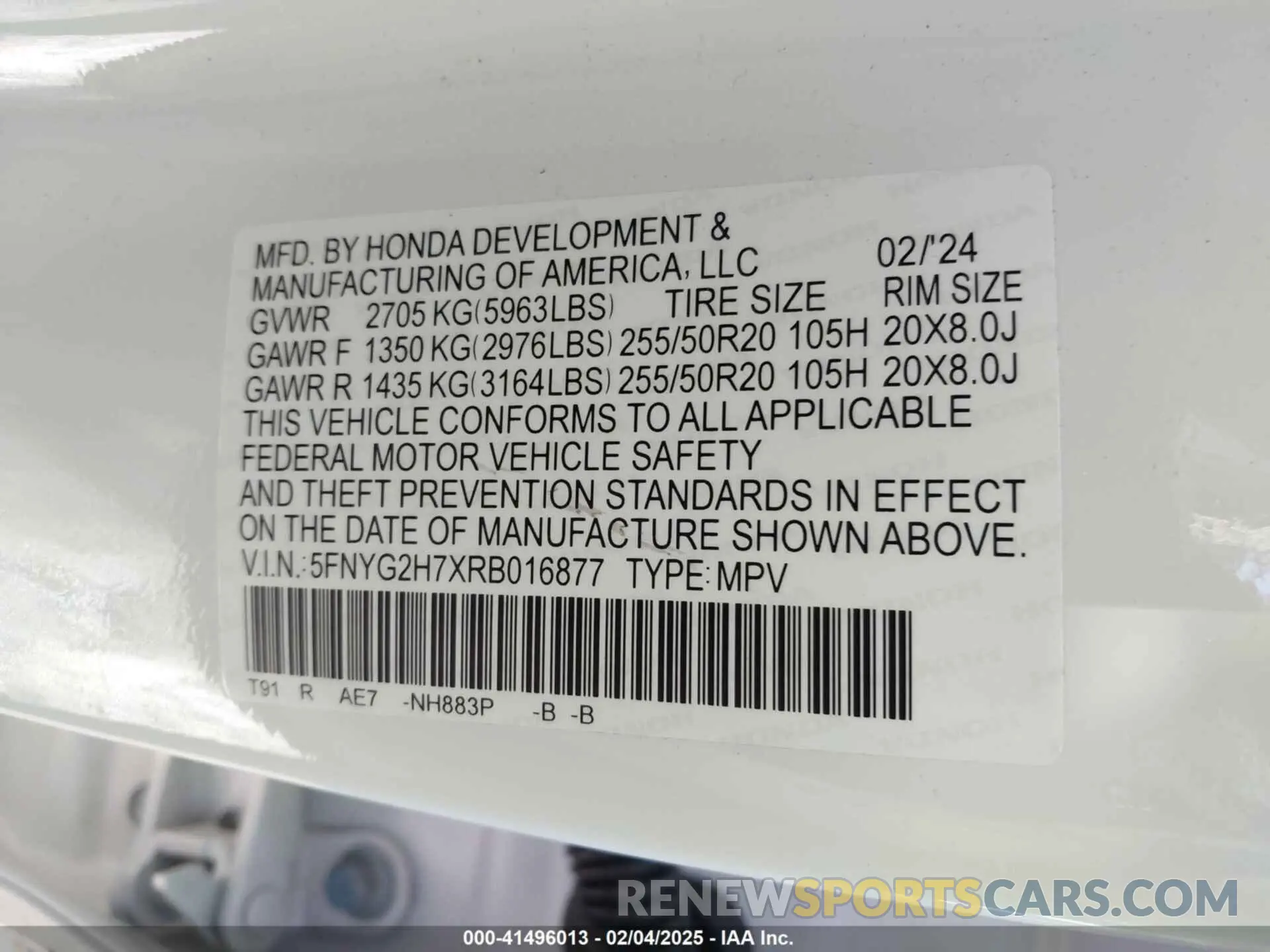9 fotografías del automóvil dañado 5FNYG2H7XRB016877 HONDA PILOT 2024