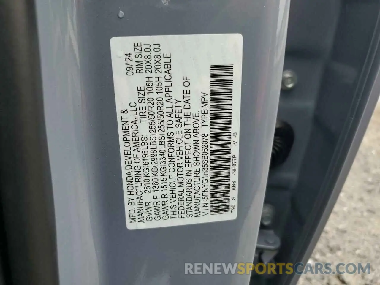 13 fotografías del automóvil dañado 5FNYG1H35SB062078 HONDA PILOT 2025