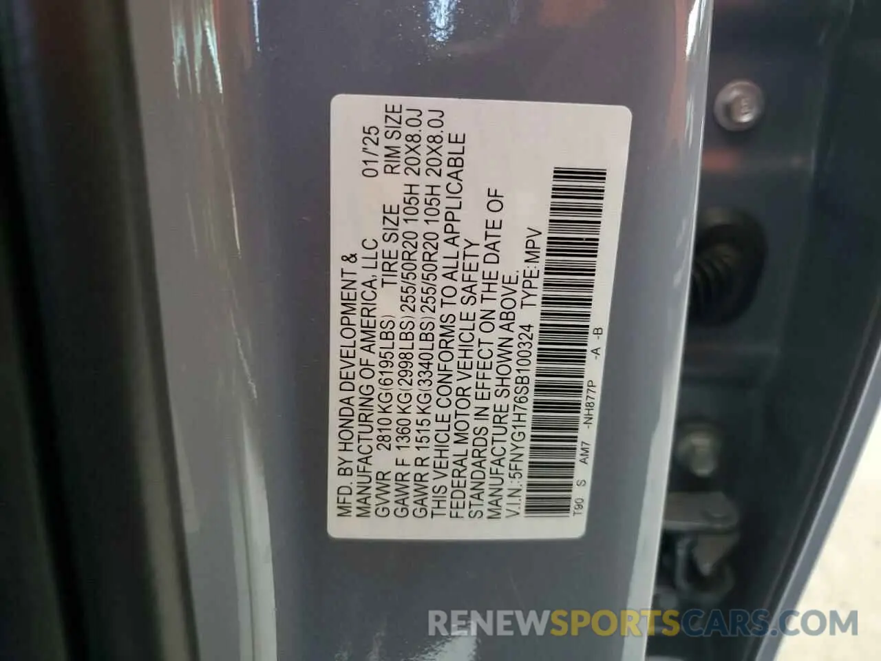 13 fotografías del automóvil dañado 5FNYG1H76SB100324 HONDA PILOT 2025
