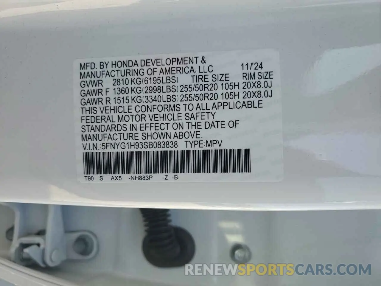 13 fotografías del automóvil dañado 5FNYG1H93SB083838 HONDA PILOT 2025