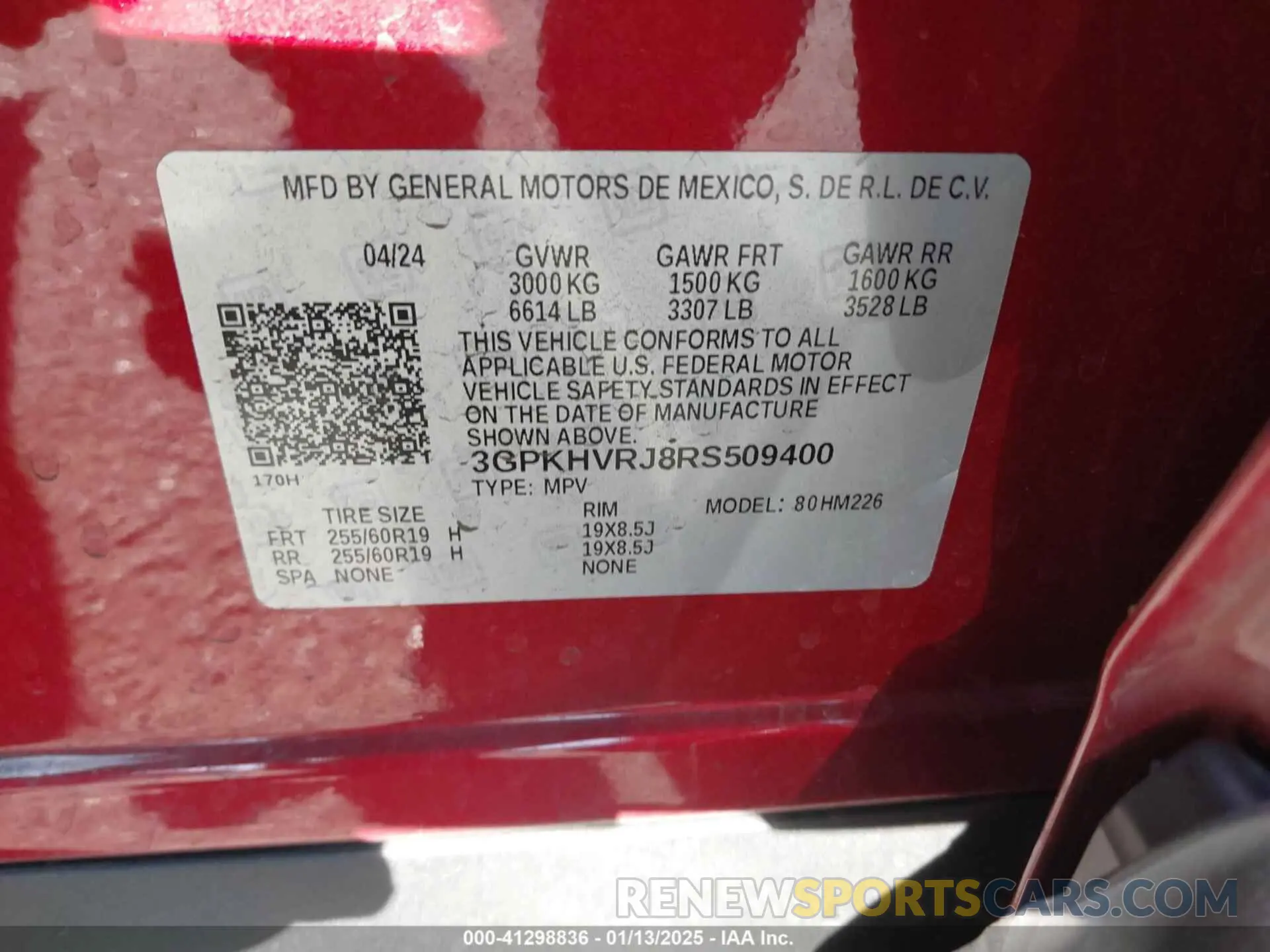 9 fotografías del automóvil dañado 3GPKHVRJ8RS509400 HONDA PROLOGUE 2024