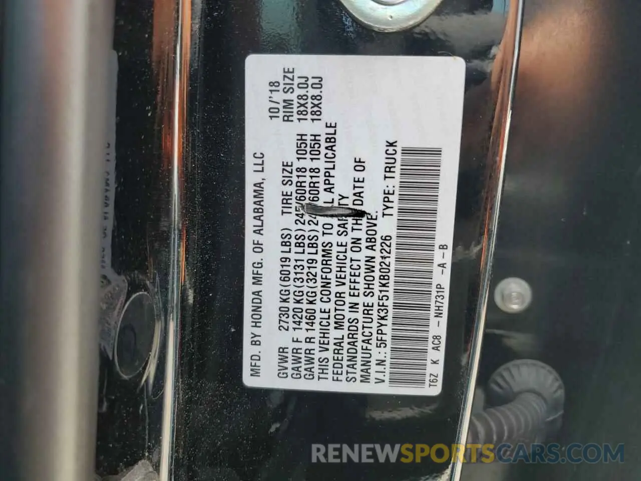 12 fotografías del automóvil dañado 5FPYK3F51KB021226 HONDA RIDGELINE 2019