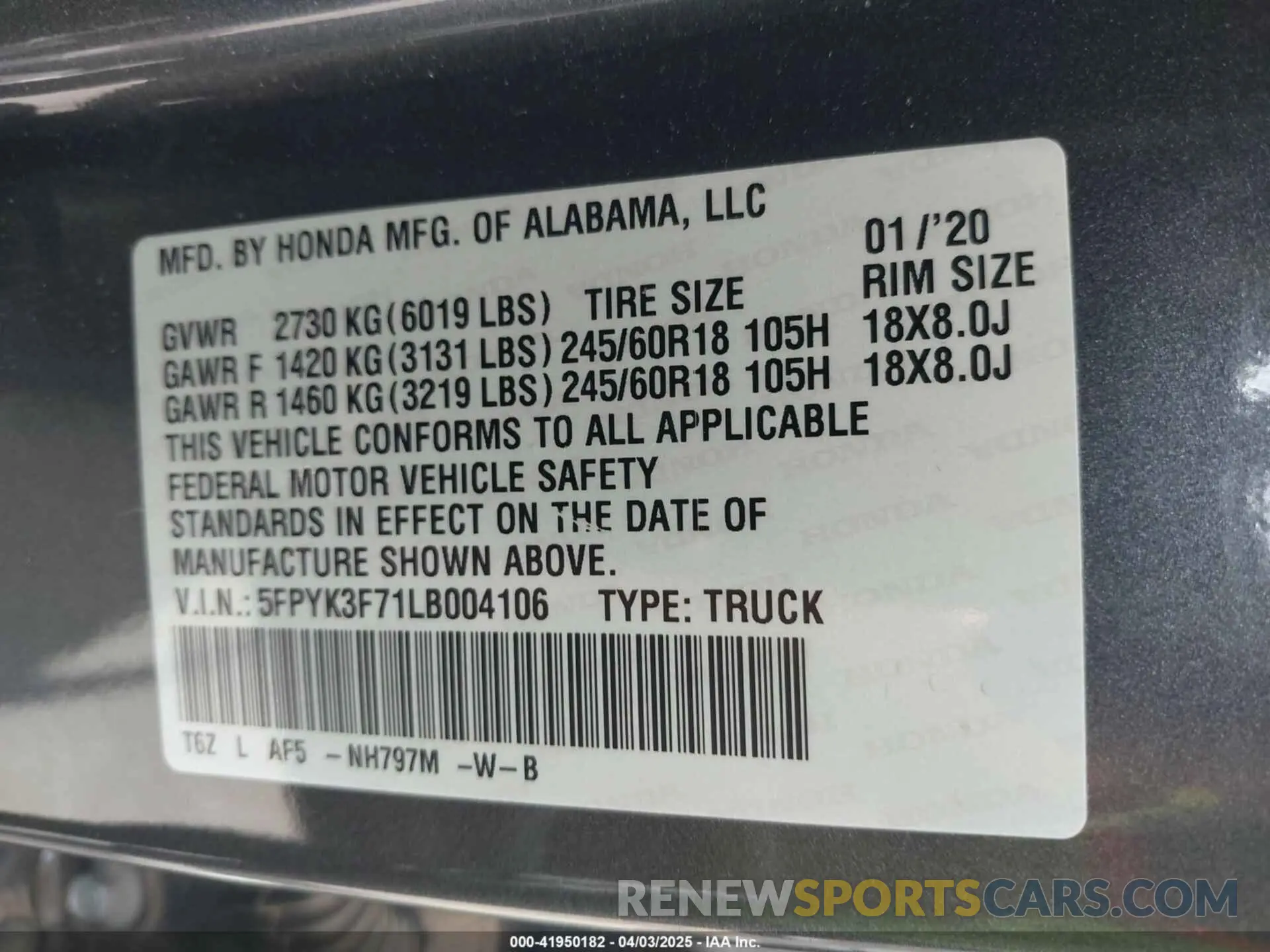 9 fotografías del automóvil dañado 5FPYK3F71LB004106 HONDA RIDGELINE 2020