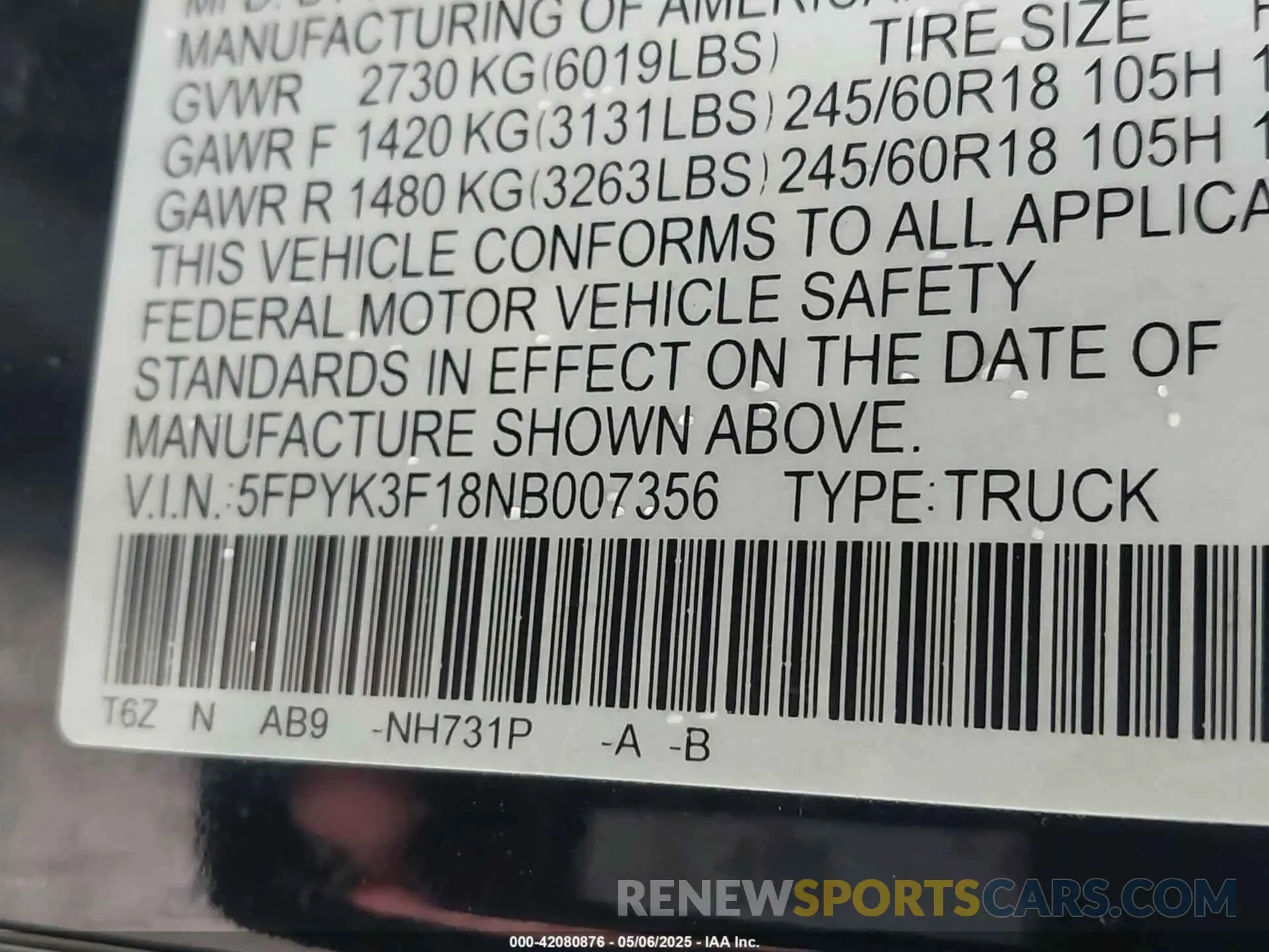 9 fotografías del automóvil dañado 5FPYK3F18NB007356 HONDA RIDGELINE 2022