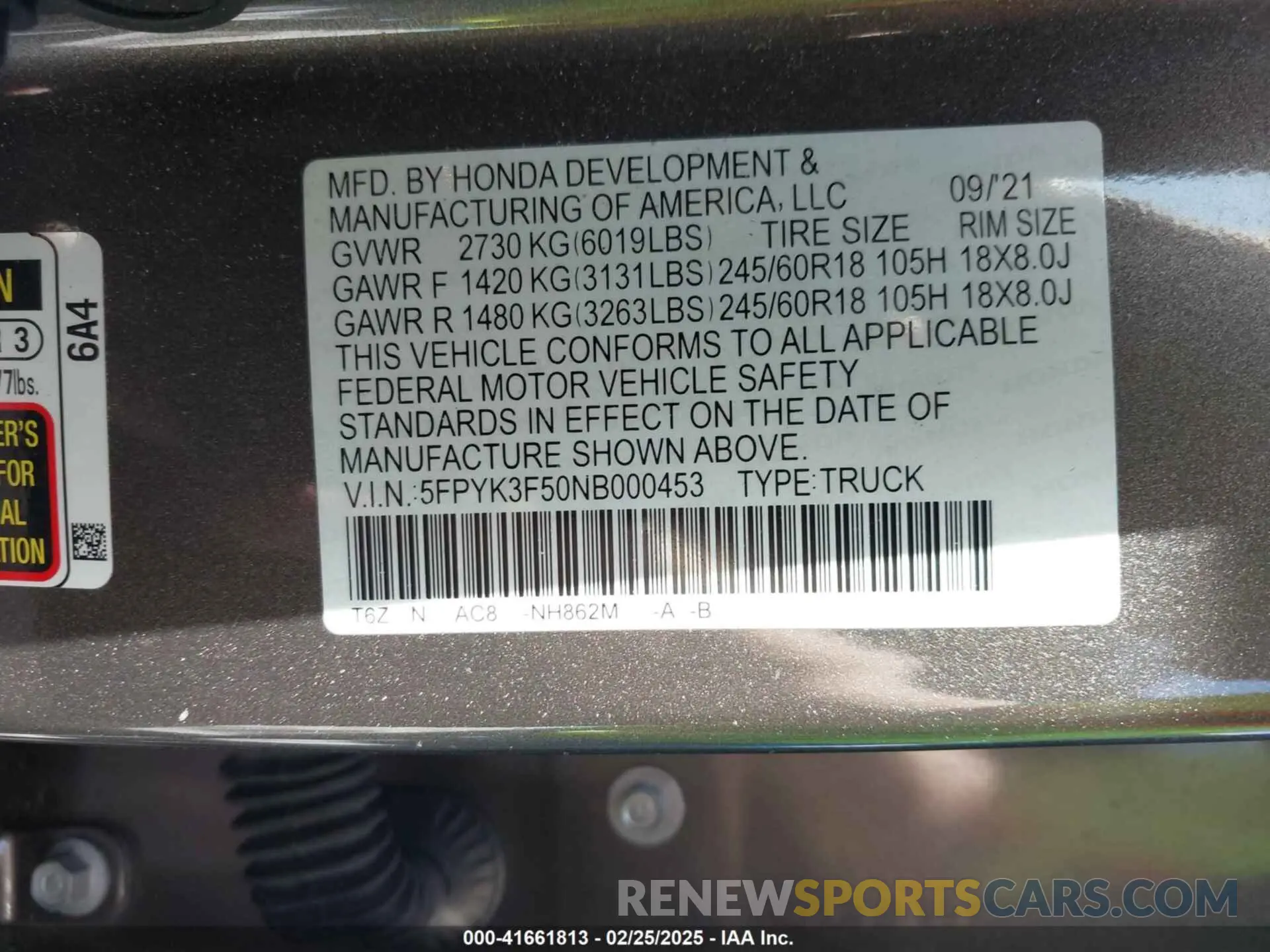 9 fotografías del automóvil dañado 5FPYK3F50NB000453 HONDA RIDGELINE 2022