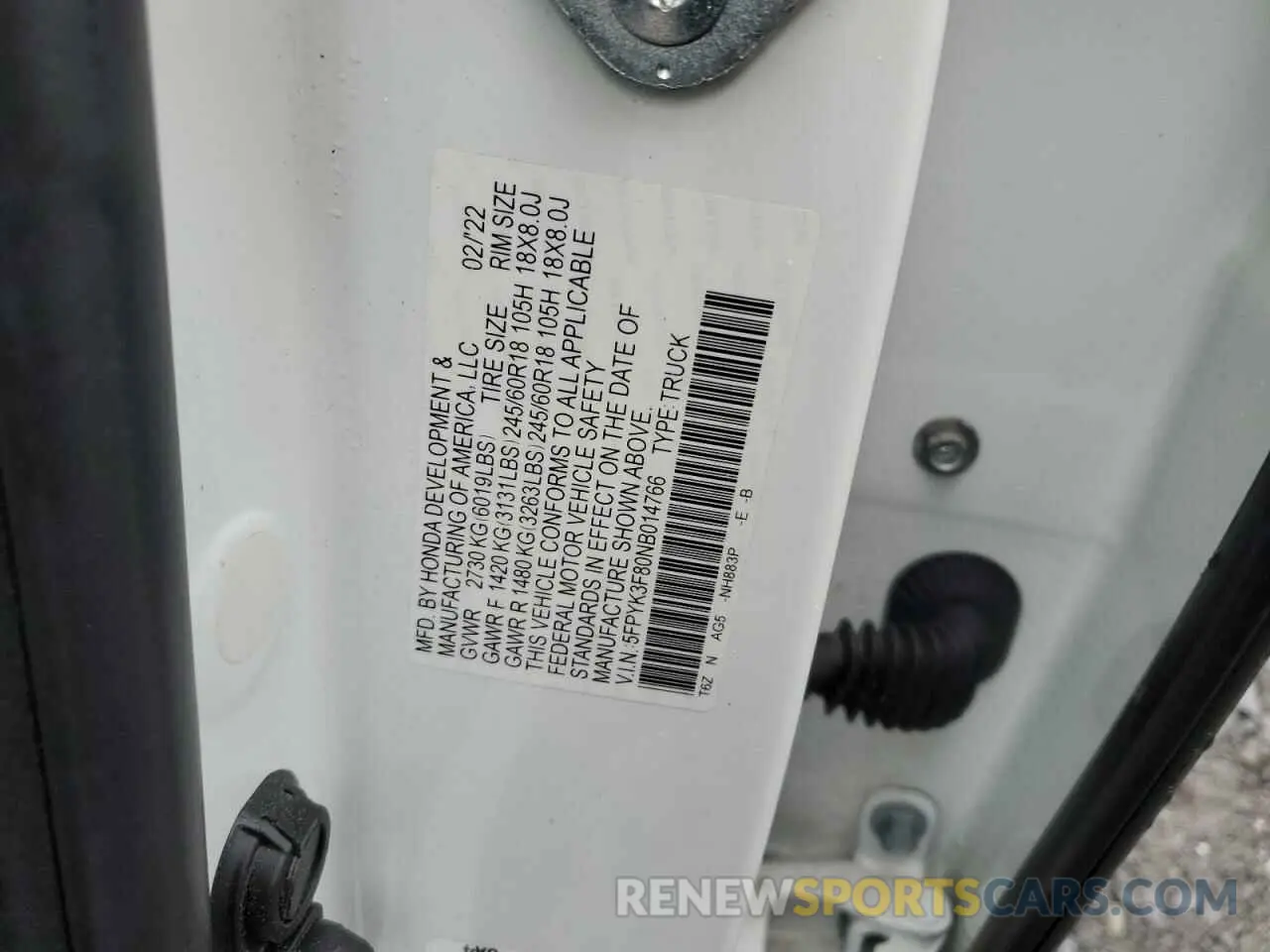 12 fotografías del automóvil dañado 5FPYK3F80NB014766 HONDA RIDGELINE 2022