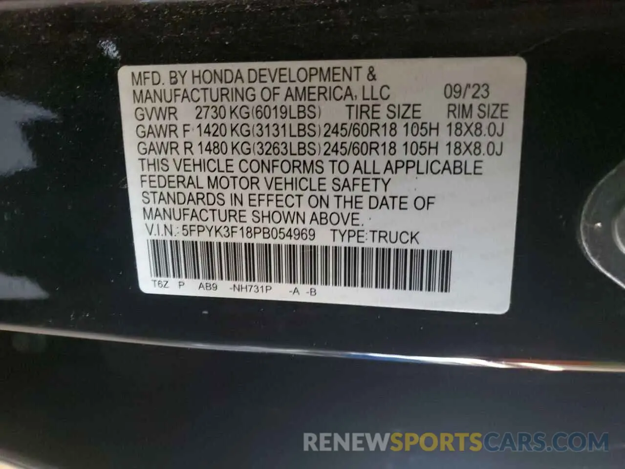 14 fotografías del automóvil dañado 5FPYK3F18PB054969 HONDA RIDGELINE 2023