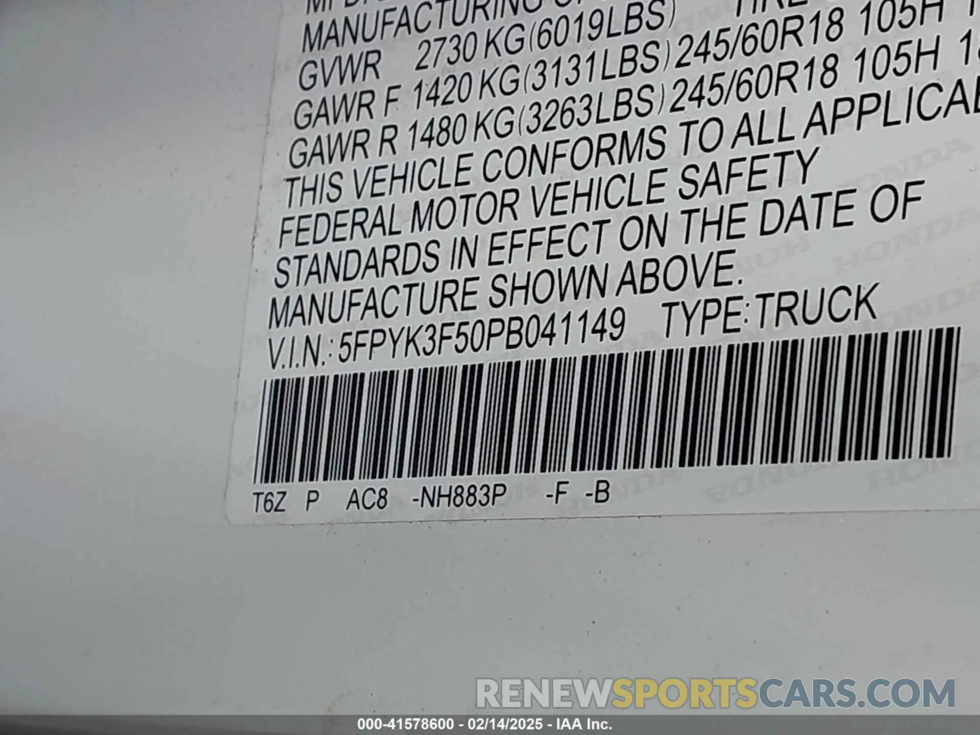 9 fotografías del automóvil dañado 5FPYK3F50PB041149 HONDA RIDGELINE 2023
