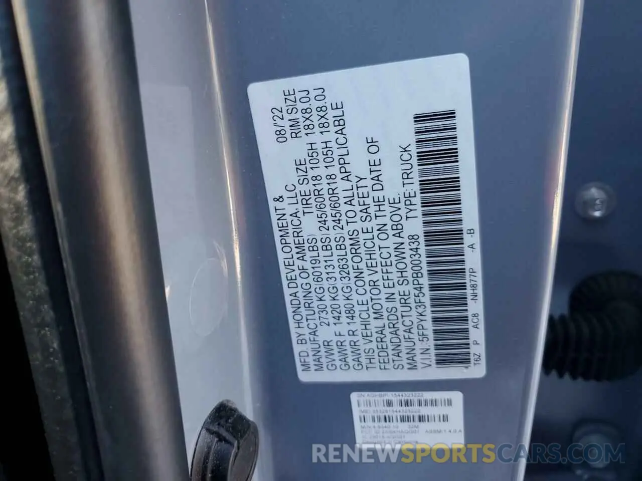 12 fotografías del automóvil dañado 5FPYK3F54PB003438 HONDA RIDGELINE 2023
