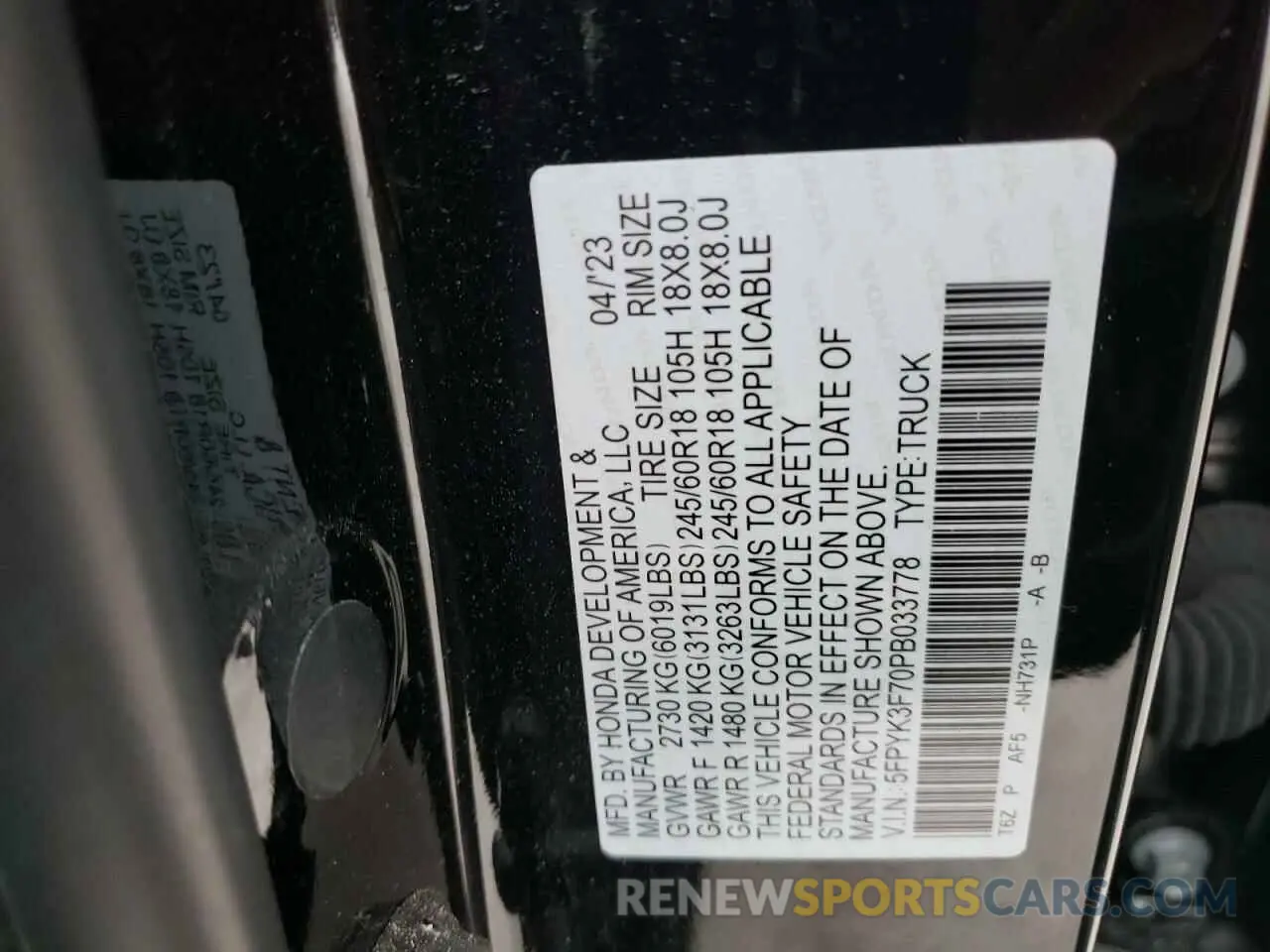12 fotografías del automóvil dañado 5FPYK3F70PB033778 HONDA RIDGELINE 2023