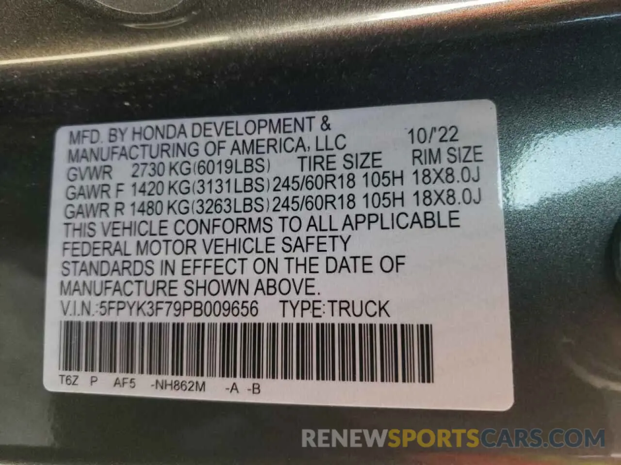 13 fotografías del automóvil dañado 5FPYK3F79PB009656 HONDA RIDGELINE 2023