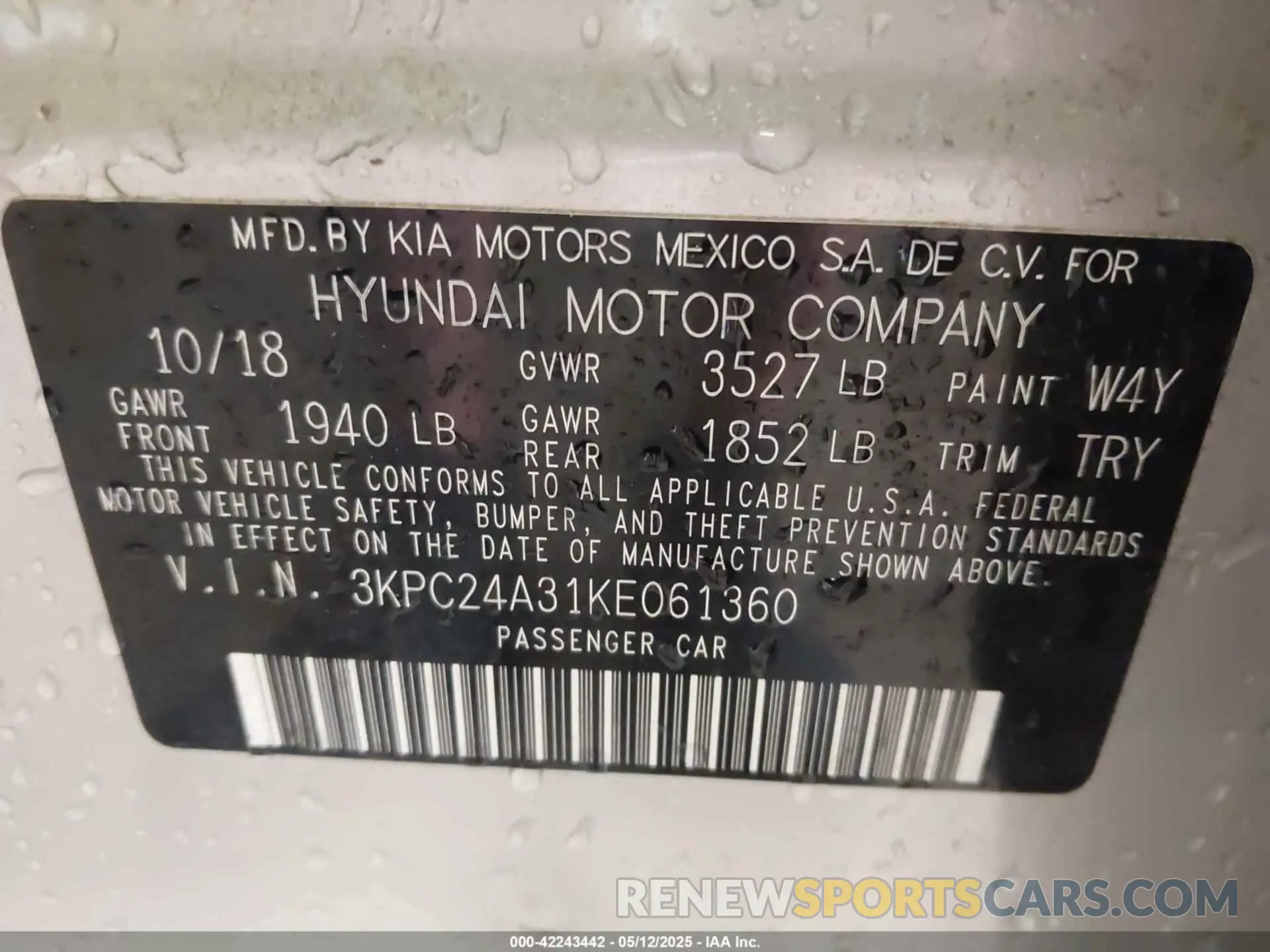9 fotografías del automóvil dañado 3KPC24A31KE061360 HYUNDAI ACCENT 2019