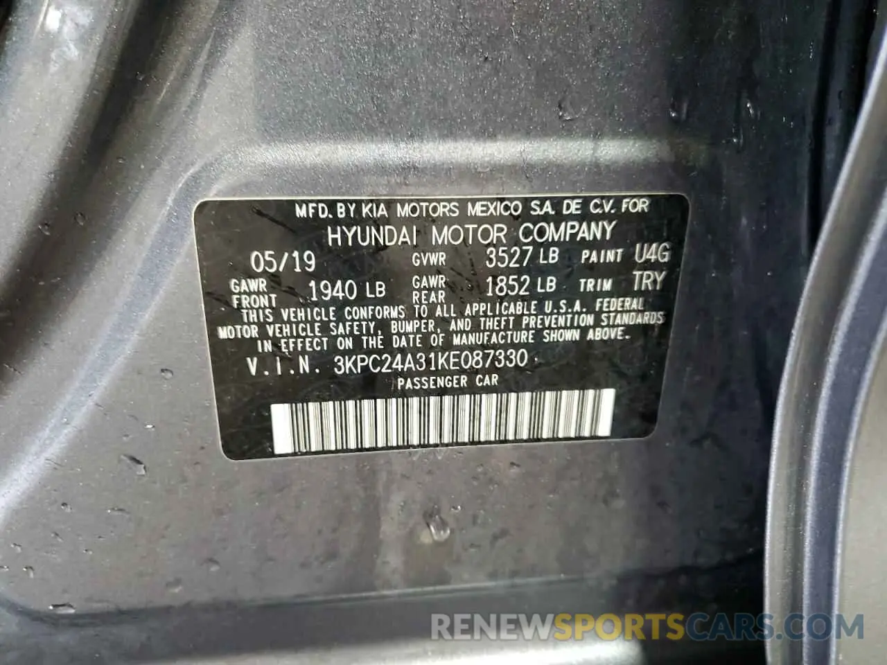 13 fotografías del automóvil dañado 3KPC24A31KE087330 HYUNDAI ACCENT 2019