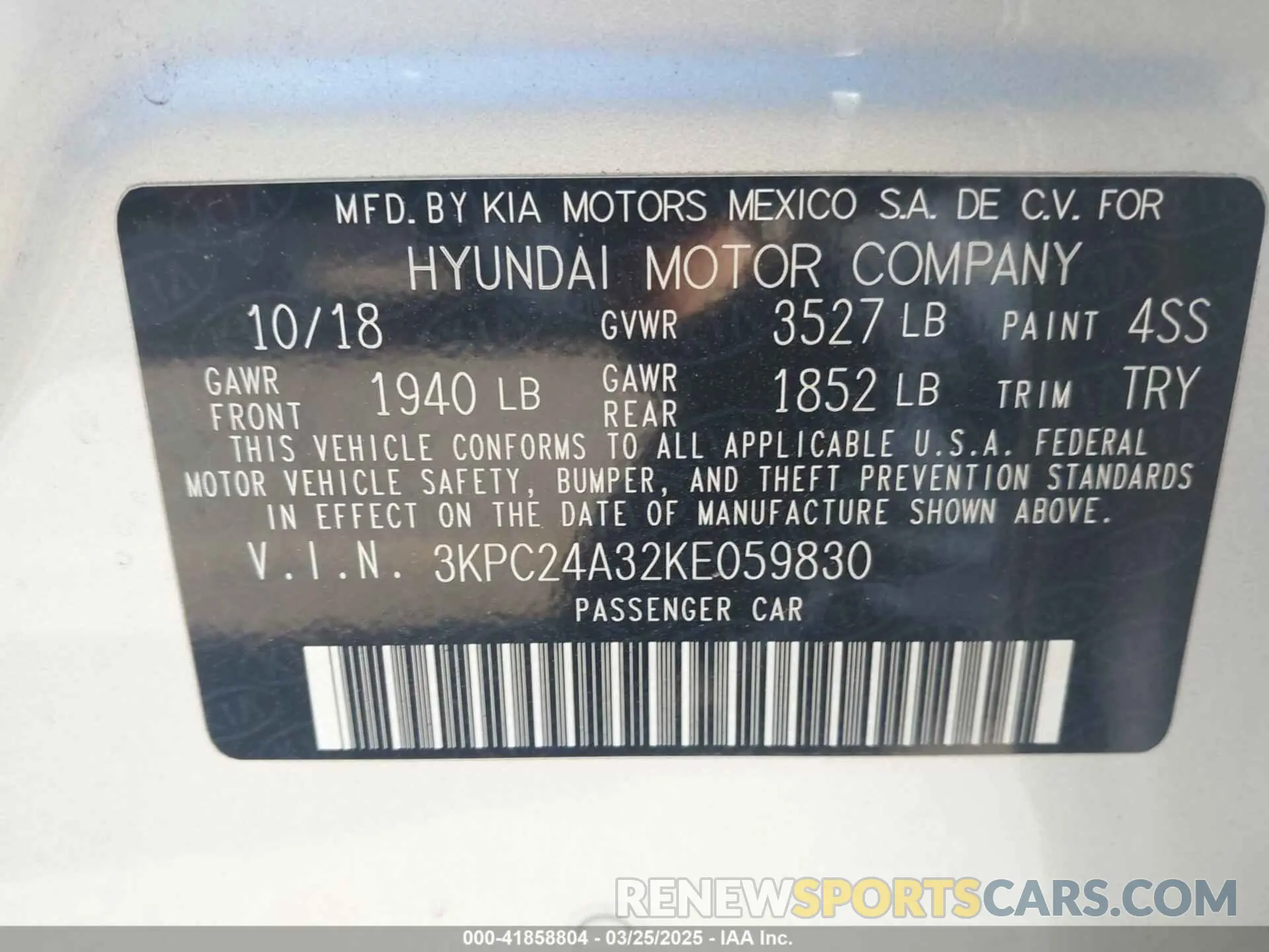 9 fotografías del automóvil dañado 3KPC24A32KE059830 HYUNDAI ACCENT 2019